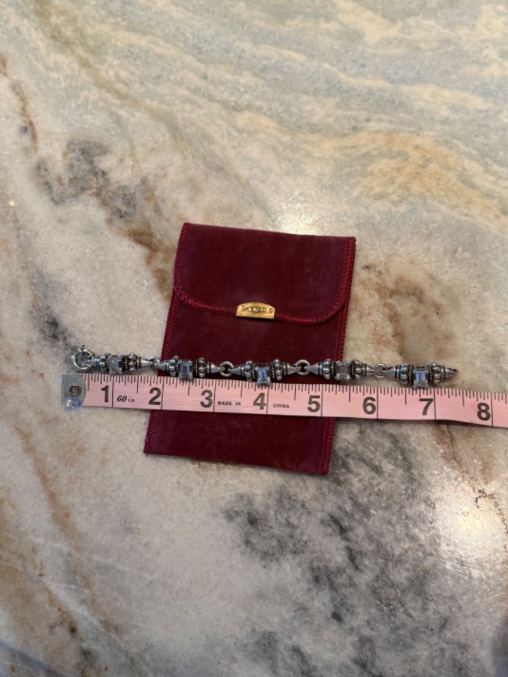 LAGOS 925 Sterling Silver 18K Gold Glacier Caviar White Topaz Link 7.5" Bracelet - Picture 11 of 16